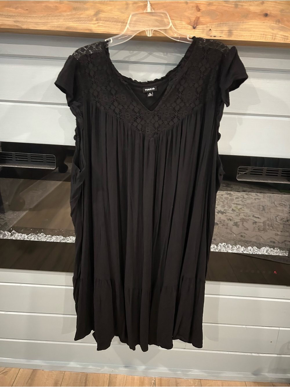 Torrid Black Mini Ruffle-Sleeve Drop-Waist Dress